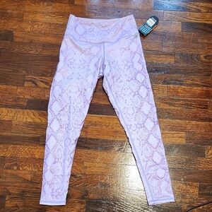 NWT Latin Fitness Purple Snakeskin Textured Print Leggings